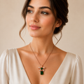 Emerald Bow Pendant Necklace