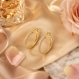 Vervit Gold-Tone Hoop Earrings for Women – Crystal-Detail Design, Pair of 2