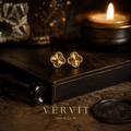 Vervit Gold-Tone Clover Stud Earrings for Women – Textured Design, Pair of 2