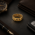 Men’s Gold-Toned Cuban Link Band Ring