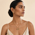 Golden Bow Pendant Set with Matching Earrings