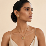 Golden Bow Pendant Set with Matching Earrings