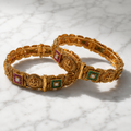 VERVIT Gold Plated Temple Bangle Set for Women
