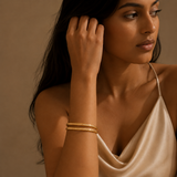 VERVIT Gold Plated Textured Bangle Set for Women