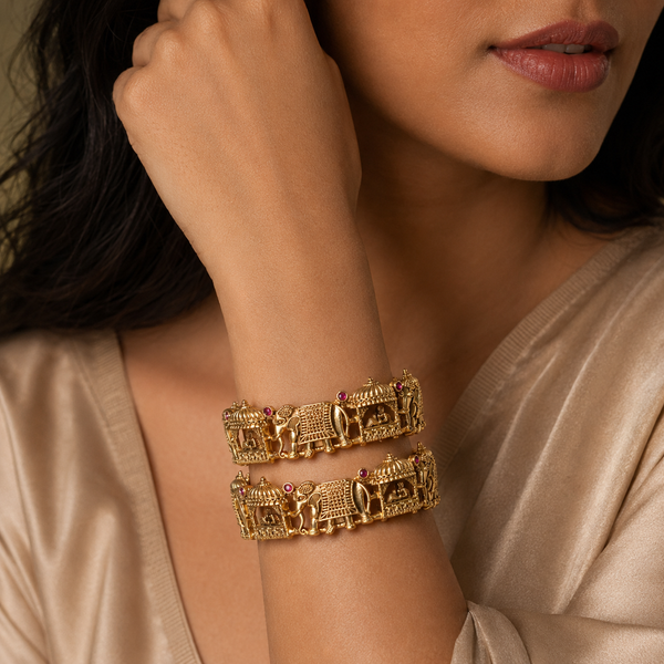 Vervit Rajsi Heritage Gold-Tone Bangle Set of 2