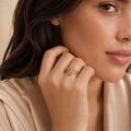 Golden Floral Crystal Statement Ring
