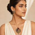 Peacock Bloom Pendant Set with Matching Earrings