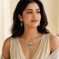 Vervit Abstract Ribbon Necklace Set for Festive Wear – Gold Finish, Necklace with Earrings
