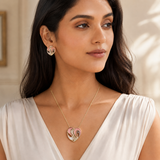 Vervit Abstract Heart Necklace Set for Festive Wear – Gold Finish, Necklace with Earrings
