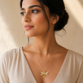 Vervit Gold-Tone Dragonfly Pendant Necklace for Women – Stone Detail Design