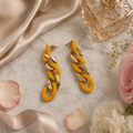 Vervit Soleil Chain Gold-Tone Yellow Drop Earrings