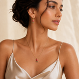 Rose Charm Pendant Set with Matching Earrings