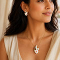 Vervit Mask Pendant Necklace Set for Festive Wear – Gold Finish, Necklace with Earrings