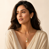 Vervit Pearl Detail Necklace Set for Festive Wear – Gold Finish, Necklace with Earrings
