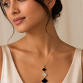 Vervit Black Clover Charm Pendant Necklace for Women – Gold Finish, Single Piece