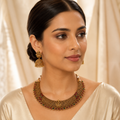 Antique Lakshmi Temple Choker Set with Jhumka Earrings
