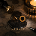Vervit Aurelia Roman Gold-Tone Black Stud Earrings