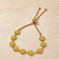Vervit Gold Daisy Flower Adjustable Bracelet for Women – 18K Gold Plated 316L Stainless Steel
