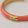 Vervit Gold Pink Enamel Open Cuff Ring for Women – 18K Gold Plated 316L Stainless Steel