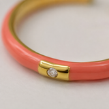 Vervit Gold Pink Enamel Open Cuff Ring for Women – 18K Gold Plated 316L Stainless Steel