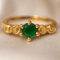 Vervit Gold Green Stone Ring for Women – 18K Gold Plated 316L Stainless Steel