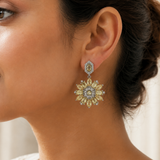 Vervit Silver Floral Drop Earrings for Women – Polished 316L Stainless Steel with Anti-Tarnish Finish