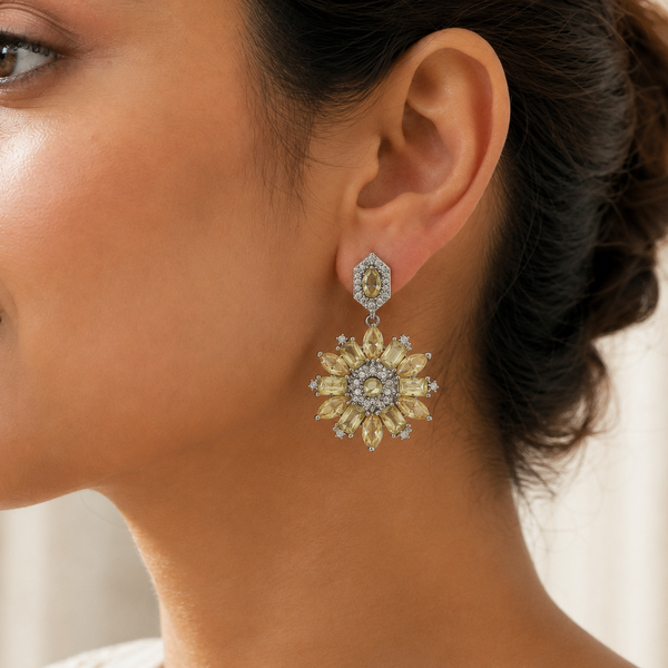 Vervit Silver Floral Drop Earrings for Women – Polished 316L Stainless Steel with Anti-Tarnish Finish
