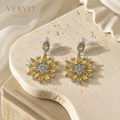 Vervit Silver Floral Drop Earrings for Women – Polished 316L Stainless Steel with Anti-Tarnish Finish