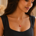 Vervit Strawberry Charm Pendant Necklace for Women – Gold Finish, Single Piece