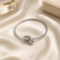 Vervit Silver Double Heart Open Bangle for Women – Anti-Tarnish 316L Stainless Steel