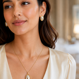 Vervit Oval Pendant Necklace Set for Festive Wear – Gold Finish, Necklace with Earrings