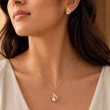 Vervit Gold-Tone Pearl Necklace Set for Women – Pendant with Earrings