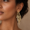 Vervit Gold-Tone Long Drop Earrings for Women – Teardrop Detail, Pair of 2