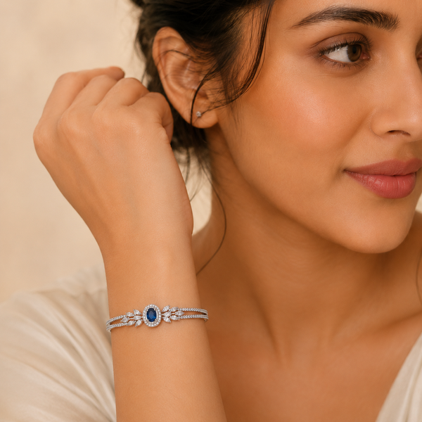 Silver Sapphire Stone Bracelet