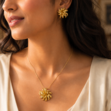 Vervit Floral Necklace Set for Festive Wear – Gold Finish, Necklace with Earrings