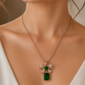 Emerald Bow Pendant Necklace