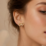 Vervit Gold-Tone Bow Stud Earrings for Women – Pearl-Centre Detail, Pair of 2