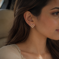 Vervit Gold-Tone Heart Stud Earrings for Women – Bow Detail, Pair of 2