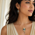 Vervit Abstract Ribbon Necklace Set for Festive Wear – Gold Finish, Necklace with Earrings
