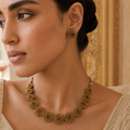 Antique Beaded Necklace Set with Matching Stud Earrings