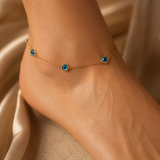 Vervit Blue Eye Anklet for Daily Wear – Gold Finish, Single Piece
