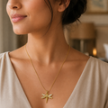 Vervit Gold-Tone Dragonfly Pendant Necklace for Women – Stone Detail Design
