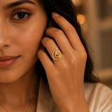 Golden Teardrop Ruby Statement Ring