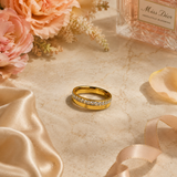 Vervit Crystal Band Ring for Daily Wear – Gold Finish, Single Piece
