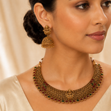 Antique Lakshmi Temple Choker Set with Jhumka Earrings