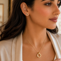 Vervit Gold-Tone Circle Necklace Set for Women – Pendant with Earrings