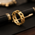 Men’s Gold-Toned Cuban Link Band Ring