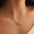 Minimal Golden Bow Charm Necklace