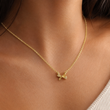 Minimal Golden Bow Charm Necklace