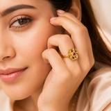 Golden Square Ruby Statement Ring